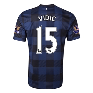 13-14 Manchester United 15 VIDIC Away Black Jersey Shirt - Official