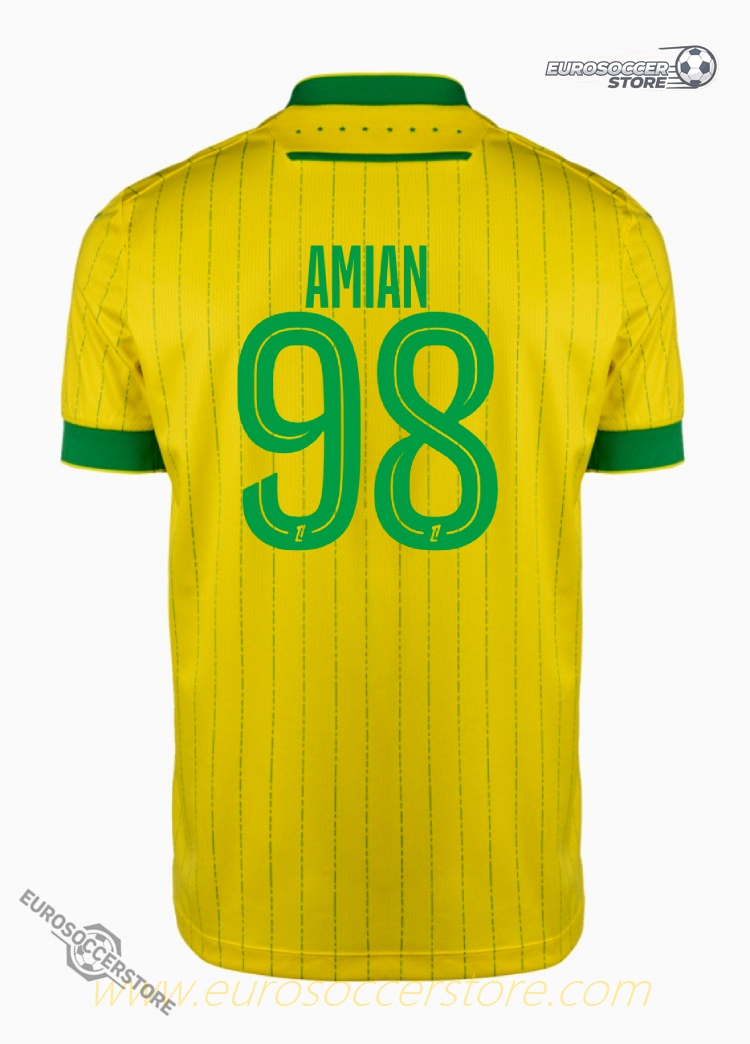 The 25-26 Home Jersey of FC Nantes featuring AMIAN 98