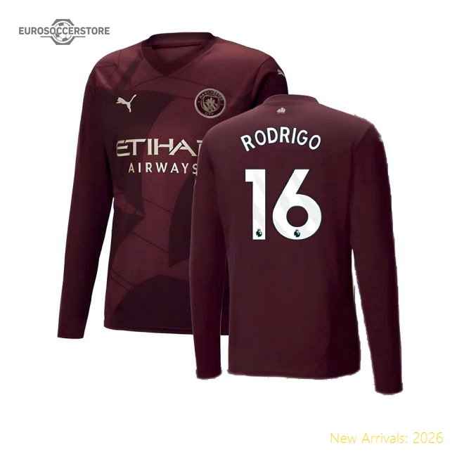 Authentic 2024-2025 Man City Third Long Sleeve Shirt (rodrigo 16)
