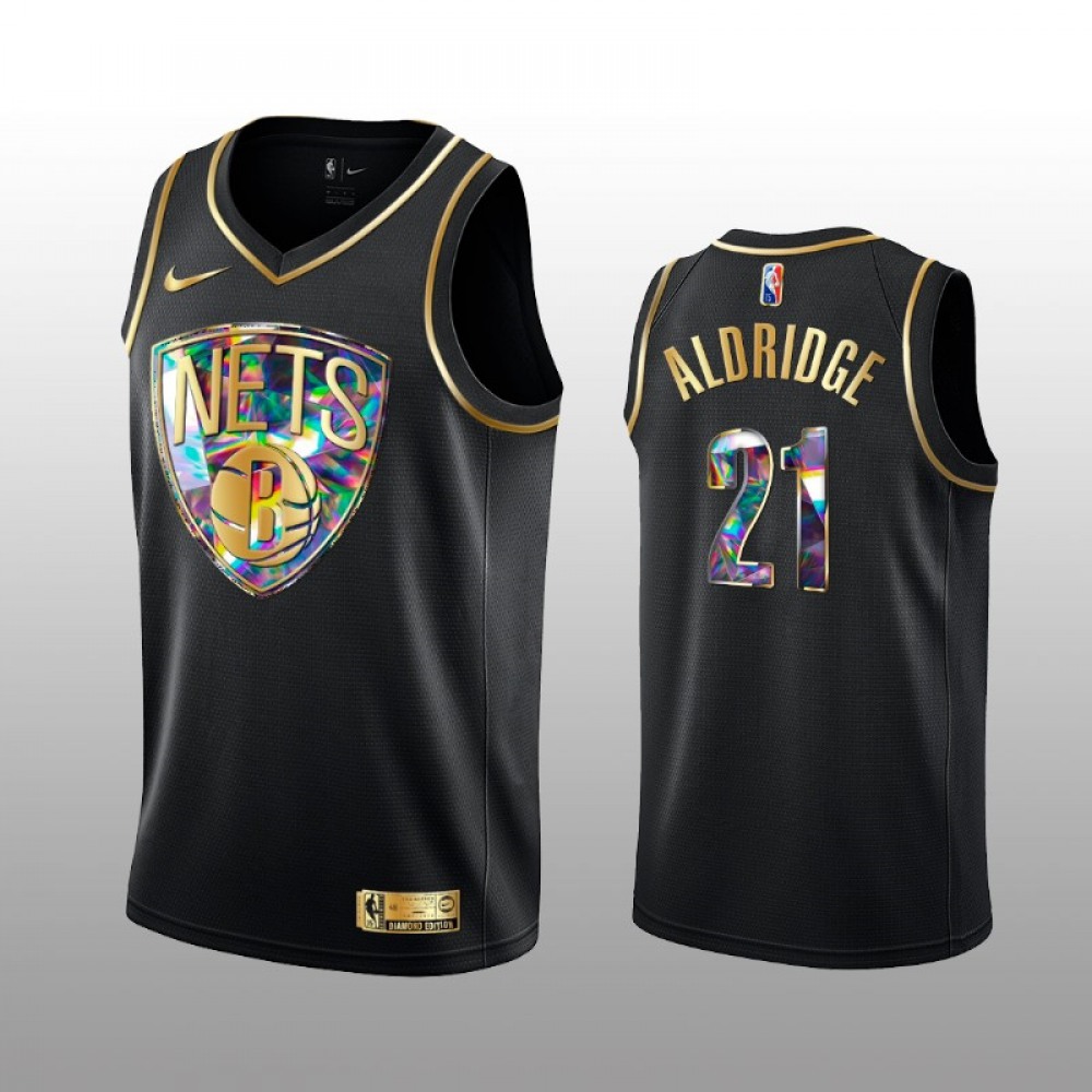 Official Brooklyn Nets 21 Black Jersey - Golden Edition - NBA Collection