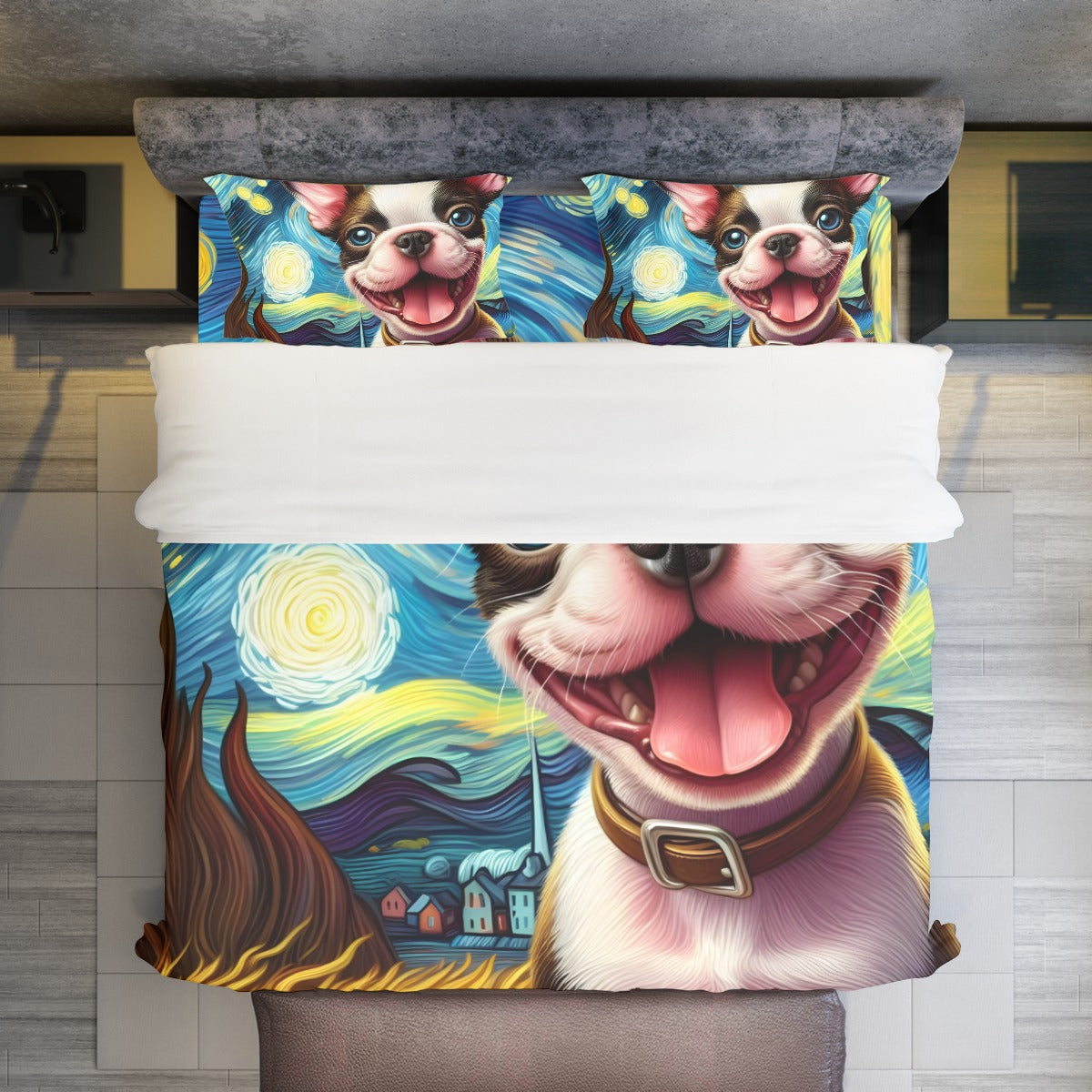 French Bulldog Riley Duvet Cover Set For Boston Terrier Lovers Durable Dog Item