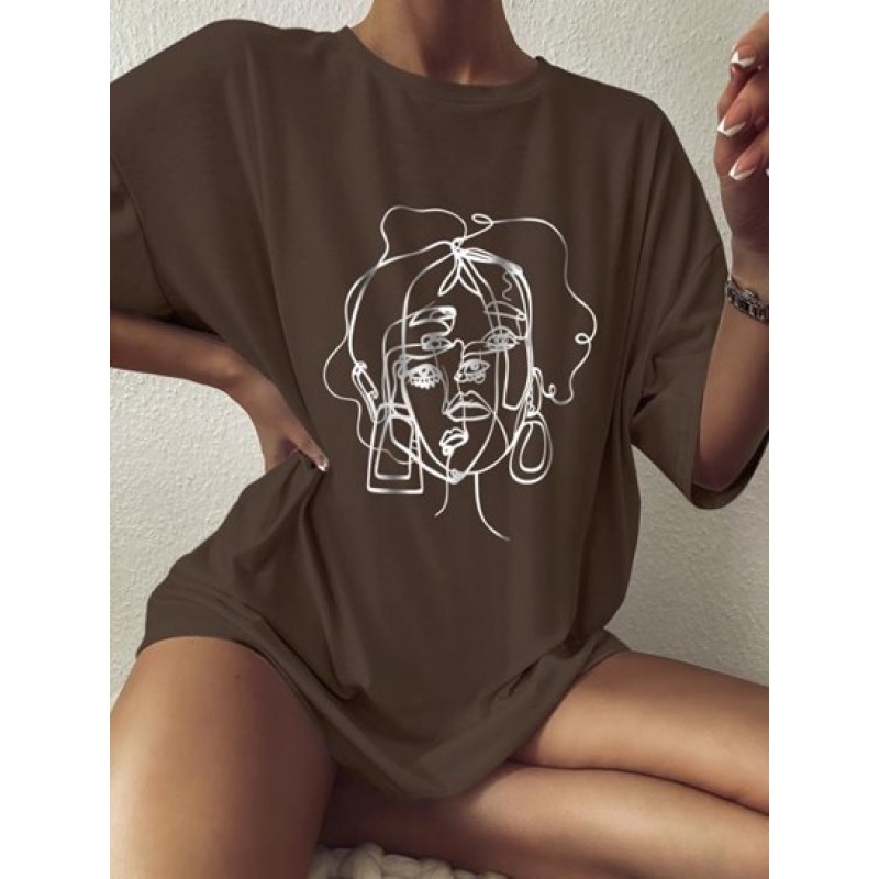 Sketch Women Print Drop Shoulder T Shirt OC7768