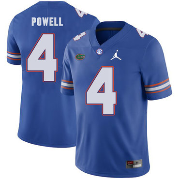 breathable Men's None Brandon Powell #4 Blue 2024 Football Jersey