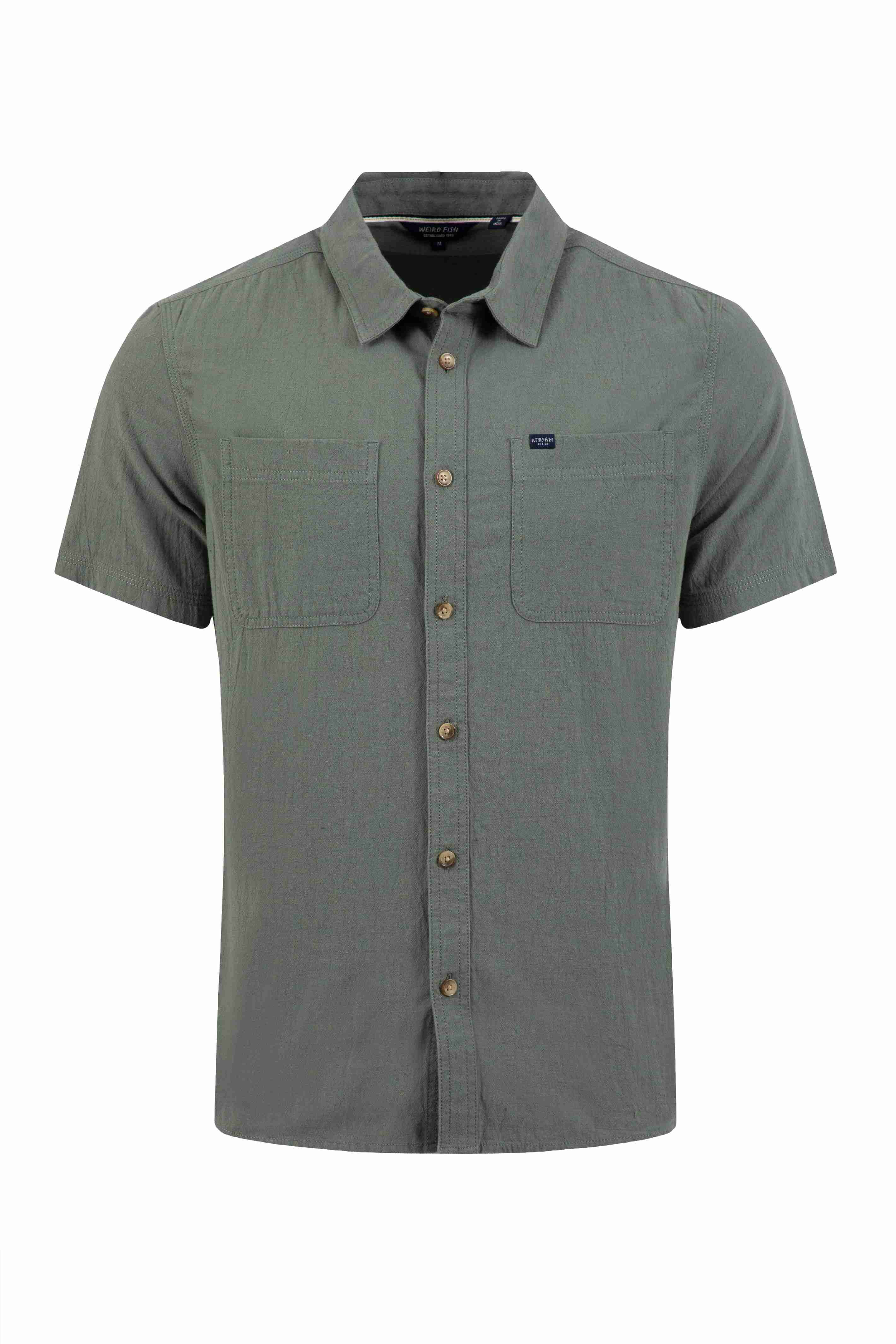 Hinton Textured Crepe Shirt Woodland Sage