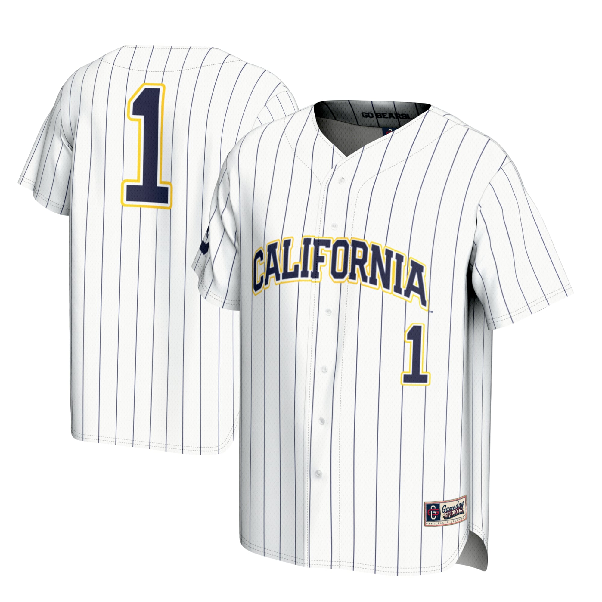 #1 Cal Bears GameDay Greats Youth Lightweight Baseball Fashion Jersey - White