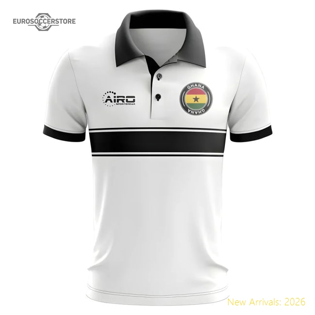First-class Ghana National Team Concept Stripe Polo Shirt (white)