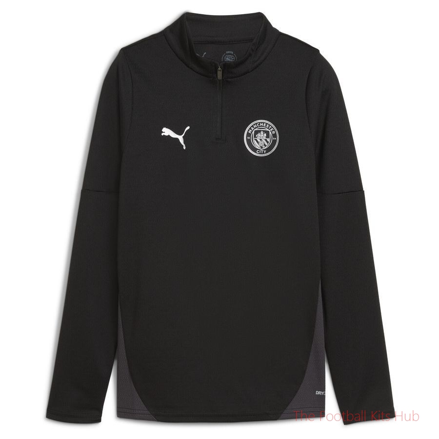 Manchester City Training Shirt 1/4 Zip - PUMA Black/Puma Silver Kids