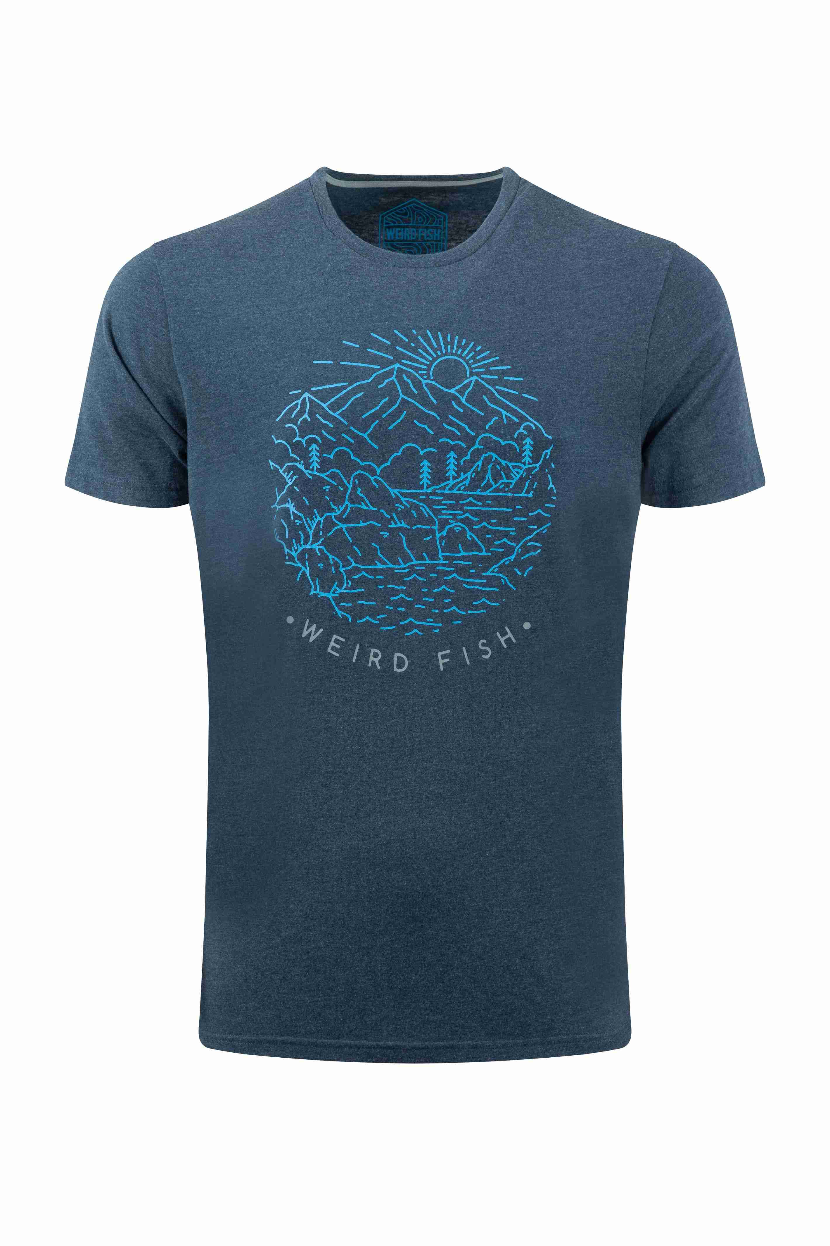 Lakes and Peaks Front Print Graphic T-Shirt Navy