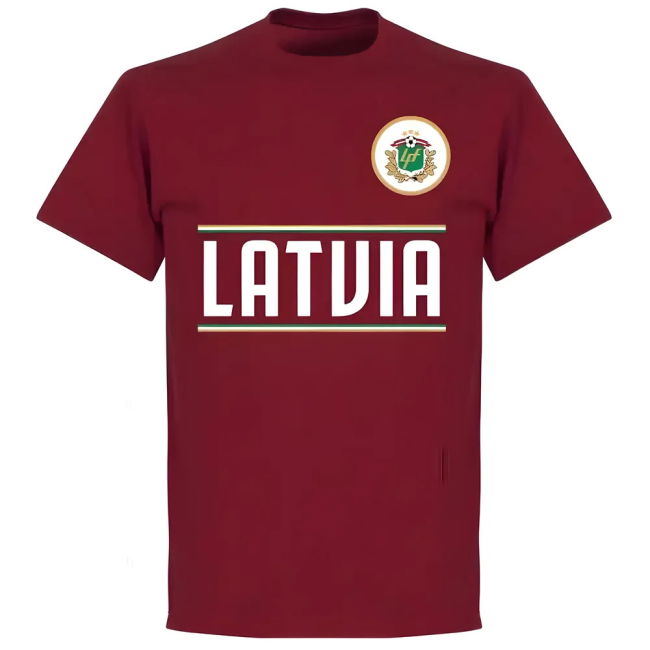 Latvia Team T-Shirt - Maroon Authentic Euro Performance
