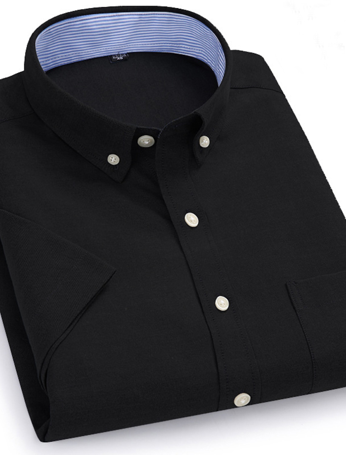 Men's Dress Shirt Button Down Shirt Non Iron Shirt Oxford Shirt Solid / Plain Color Wedding Office & Career Black White Yellow Dark Navy Short Sleeve Shirt Collar Spring & Summer Clothing Apparel