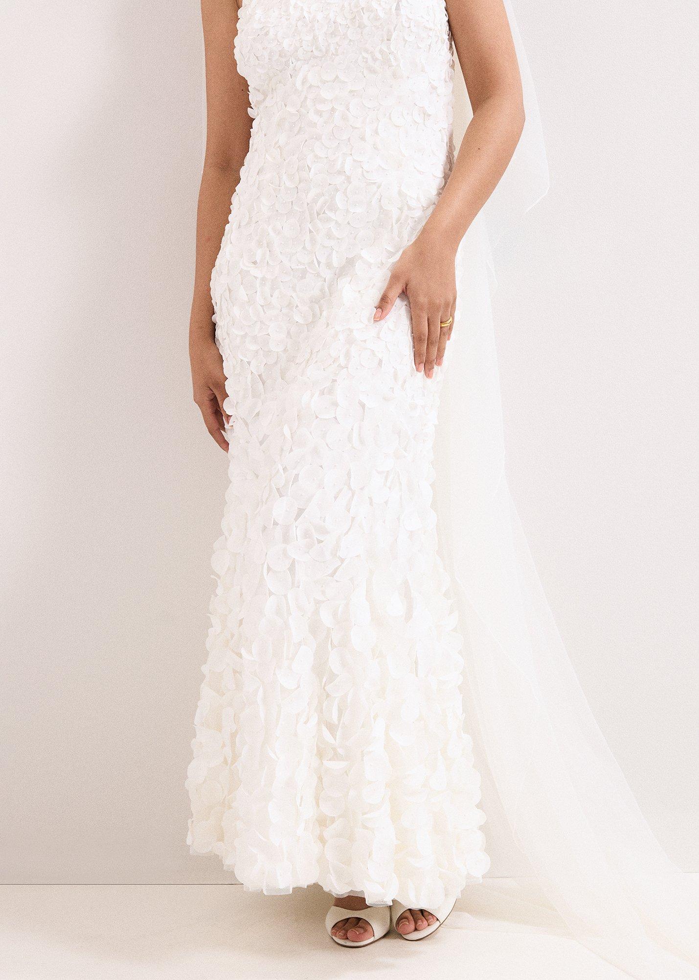 Petite Charlene Ivory Ruffle Maxi Dress