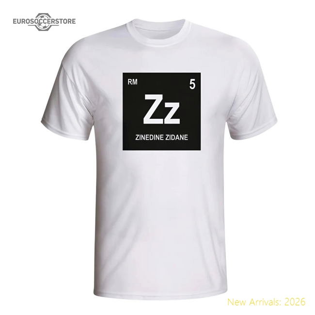 Official Zinedine Zidane Real Madrid Periodic Table T-Shirt (White)