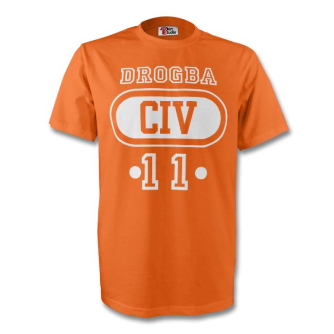 Fan-Favorite Didier Drogba Ivory Coast Civ T-Shirt (Orange)