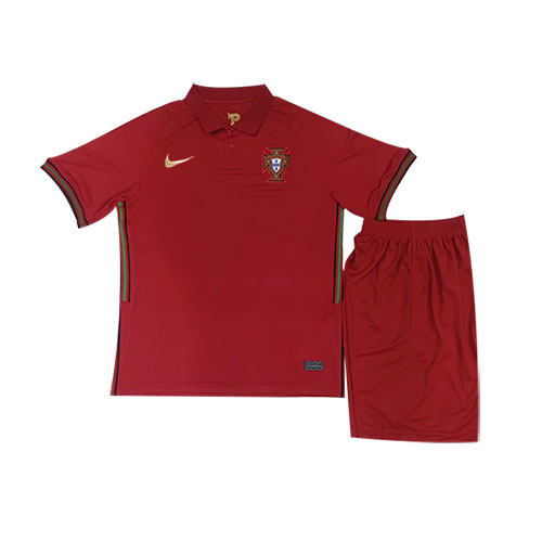 Breathable Kids Portugal Euro 2020 Home Red Soccer KitShirtShorts