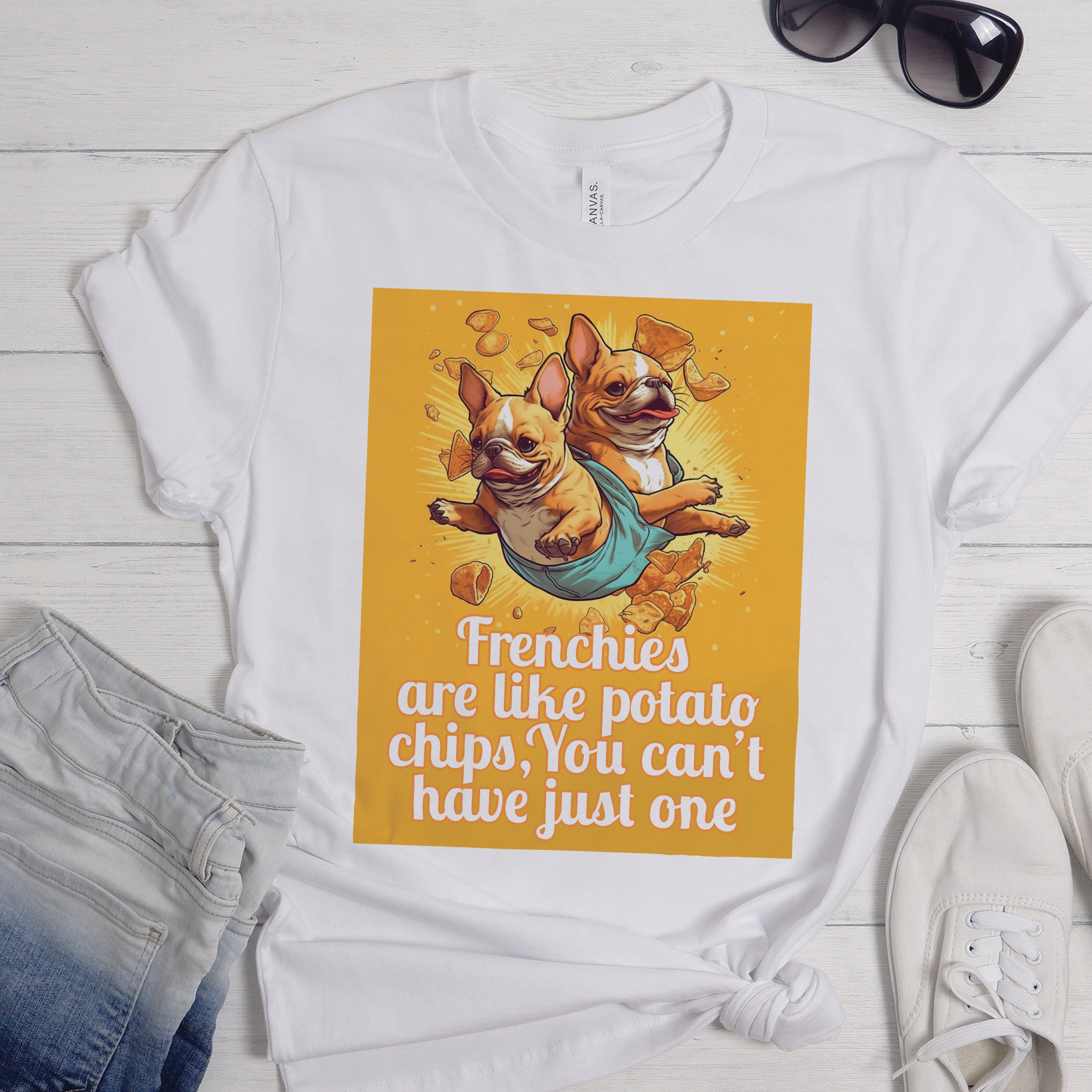 French Bulldog French Bulldog Chip Style Unisex T Shirt Durable Dog Item