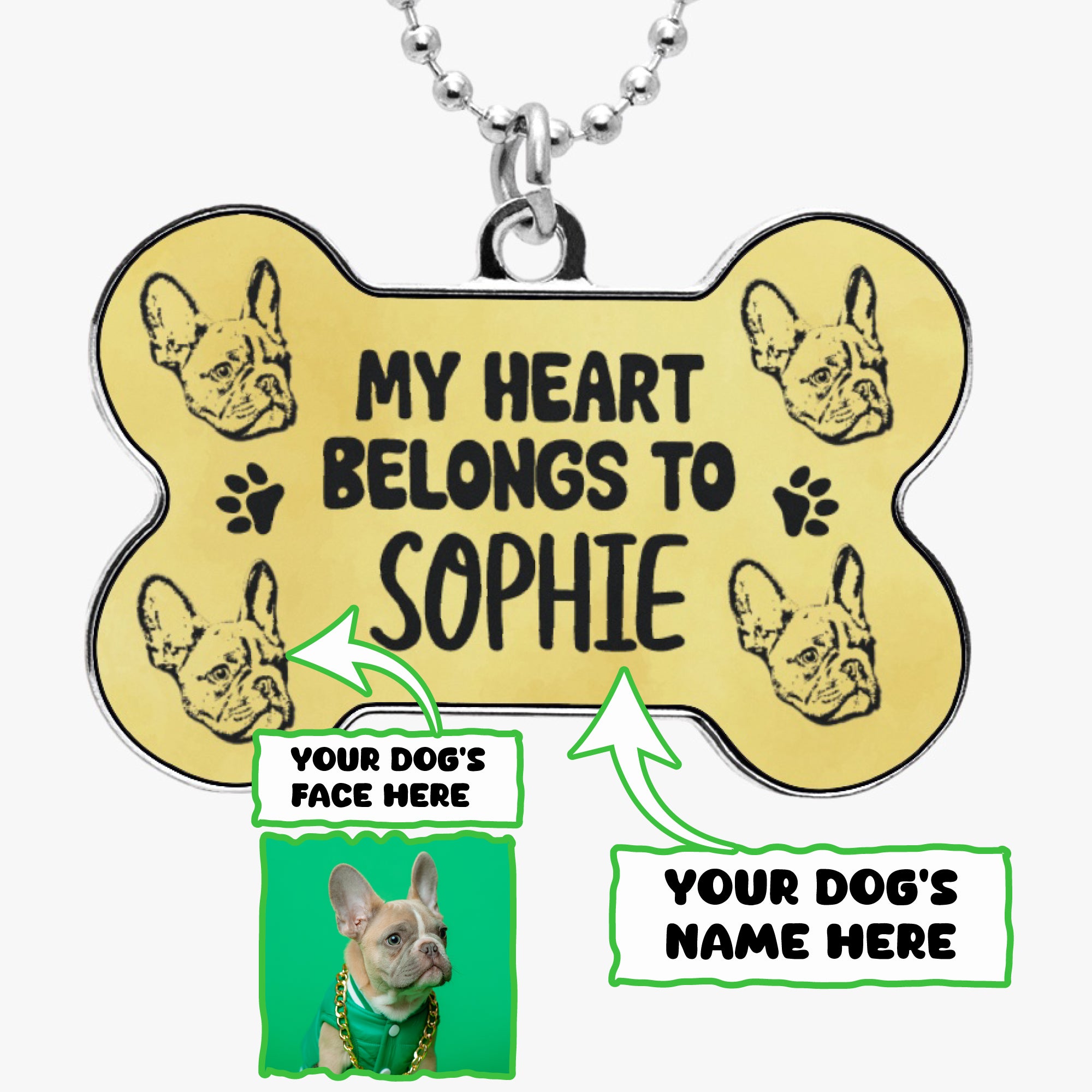 Lifestyle-Driven My Heart Belongs - Necklace For Frenchie Moms for Fa...