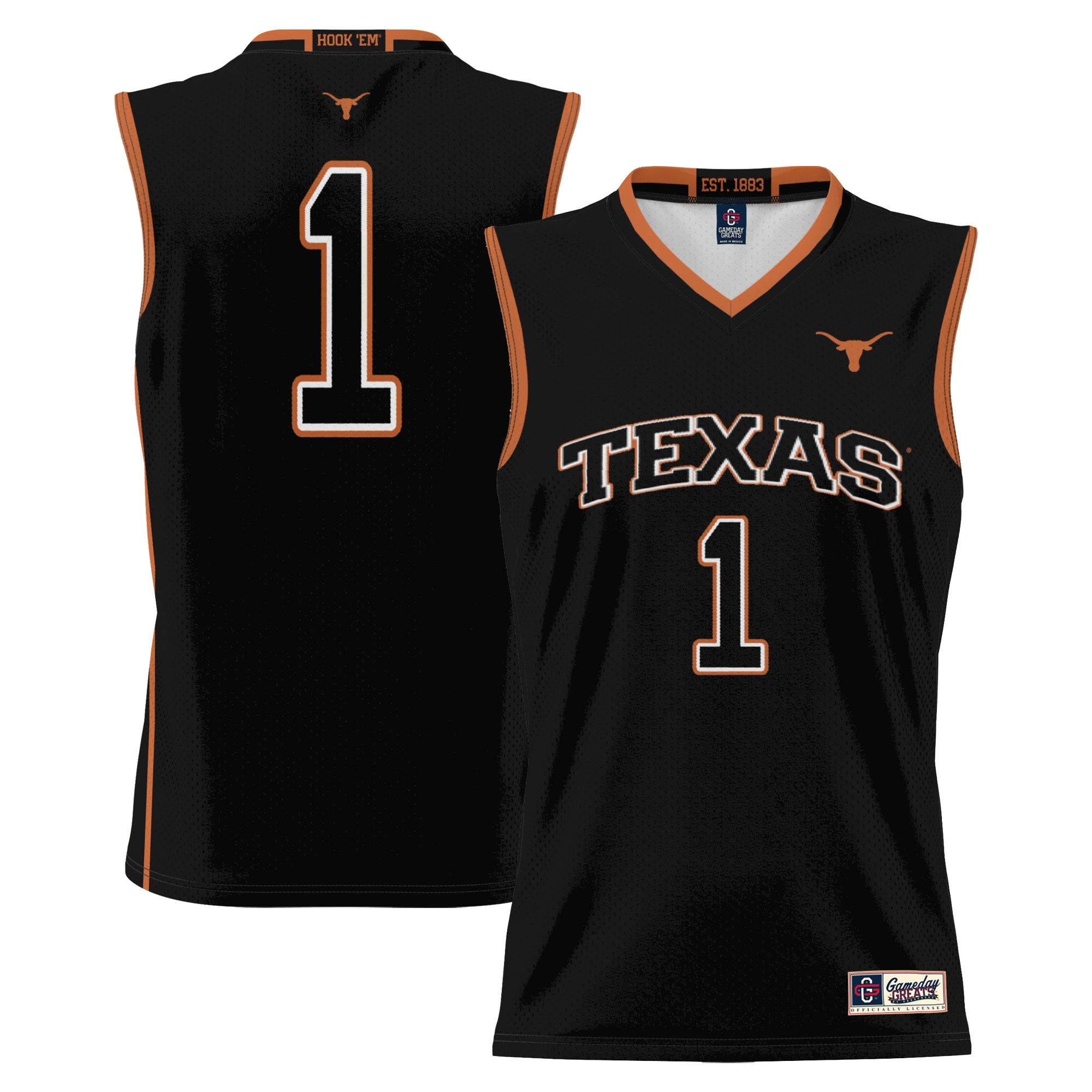 [NJP] Women's Texas Longhorns GameDay Greats Lightweight Replica Basketball Jersey - Black