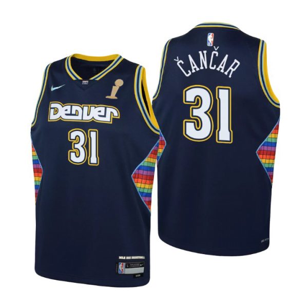Denver Nuggets #31 Vlatko Cancar Nike Navy Youth 2023 NBA Finals Champions Swingman Jersey ¨C City Edition