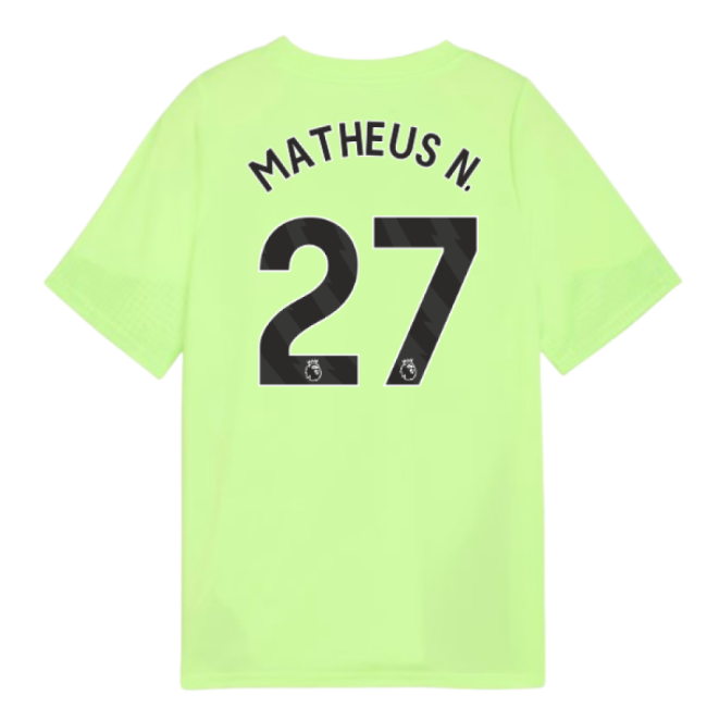 Football Man City Training Jersey Fizzy Apple Kids Matheus N #27 U...