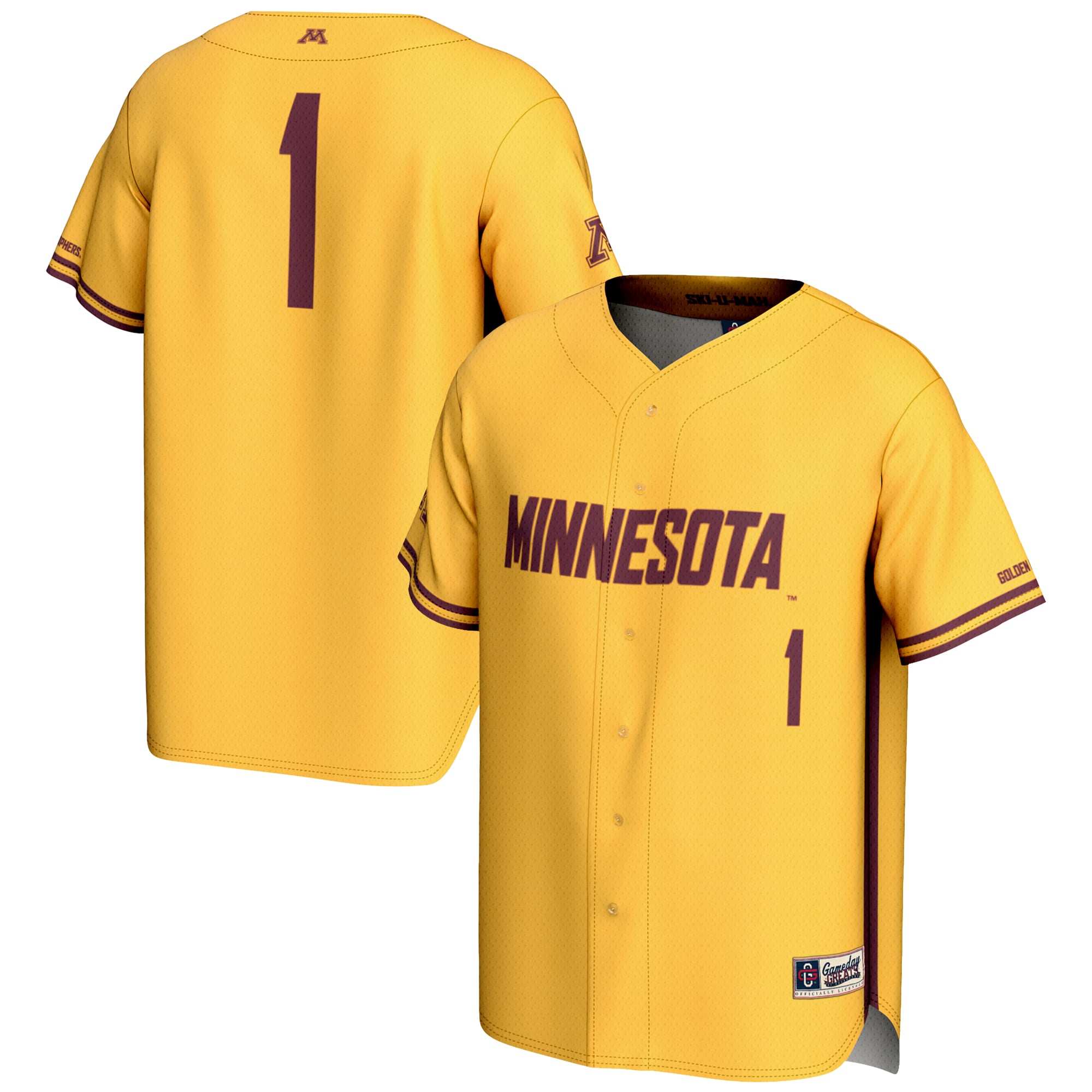 #1 Minnesota Golden Gophers GameDay Greats Youth Baseball Jersey Lightweight- Gold