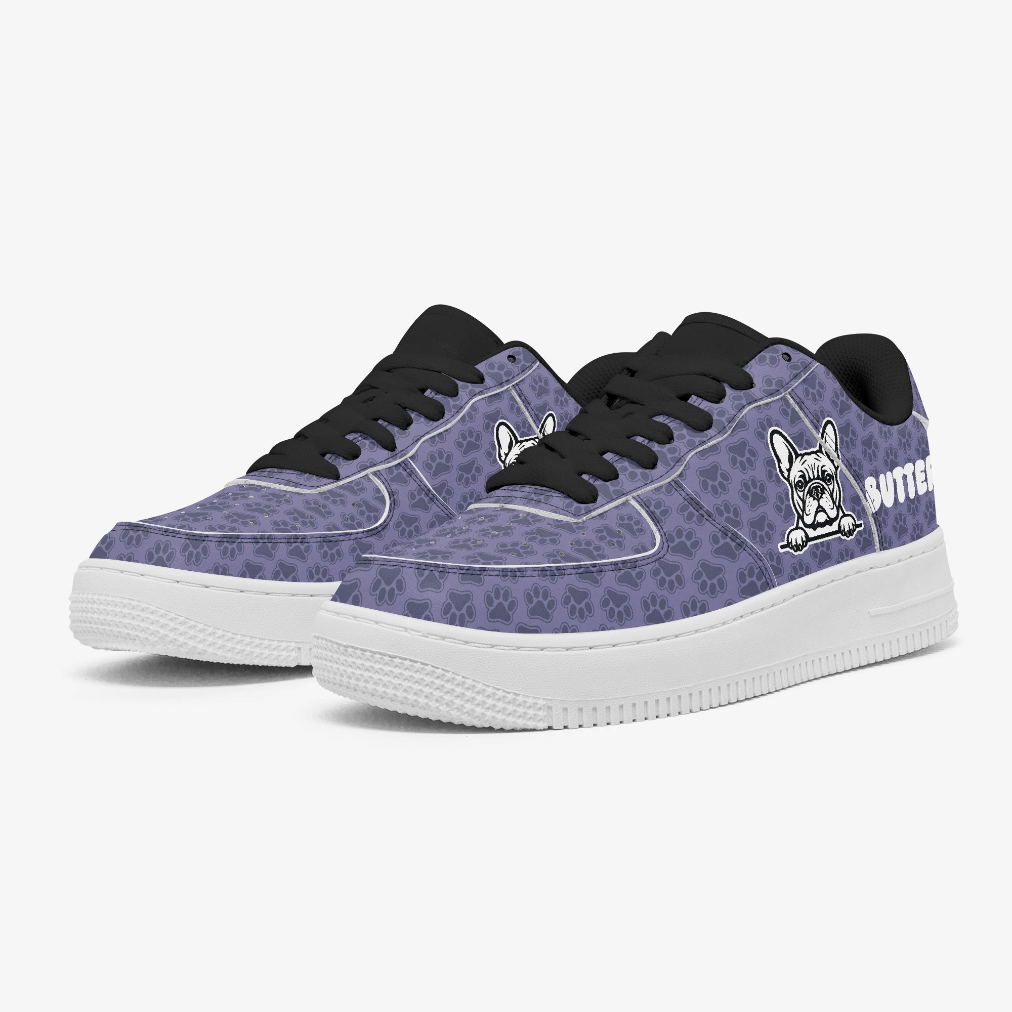 French Bulldog Cannoli Personalized Low Top Leather Sneakers Cozy Paw Wear