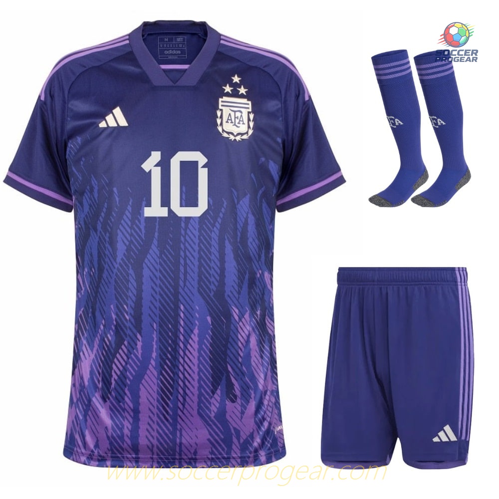 ARGENTINA Replica 3 STAR MESSI KIDS AWAY JERSEY 2022-23