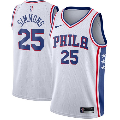 White Nike Philadelphia 76ers #25 76ers Jersey - Mesh Fabric