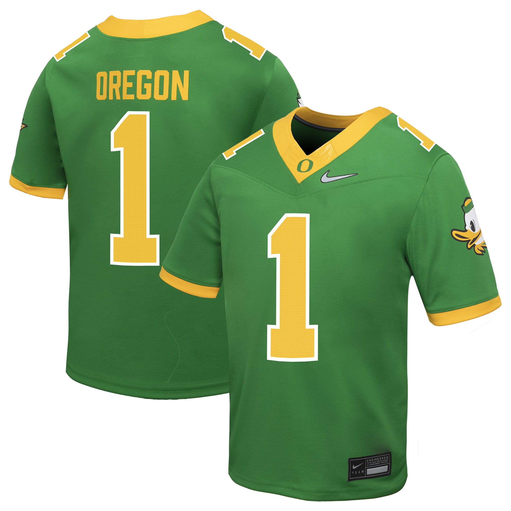 #1 Oregon Ducks Youth Alternate Replica 2026 Season Football Jersey - Apple Green