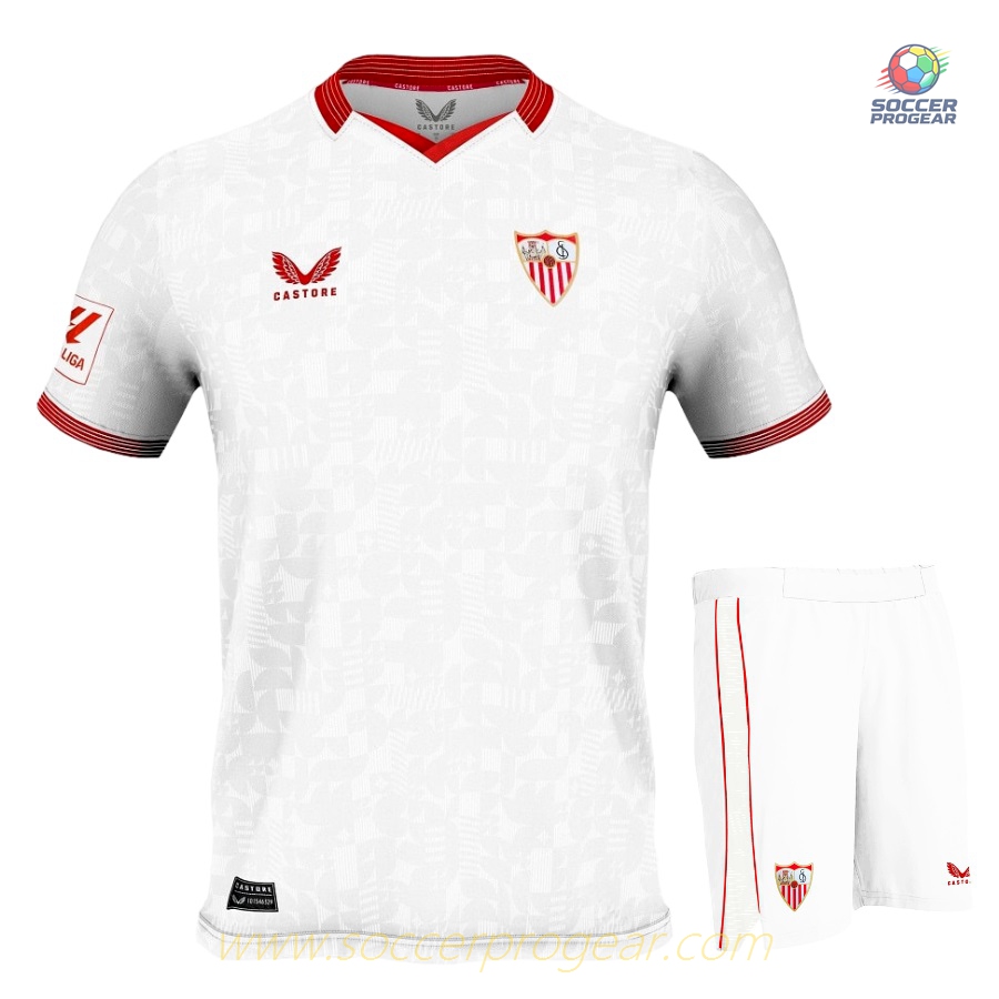 Sevilla FC Home Youth Soccer Uniform Soccer Jersey 2023 2024