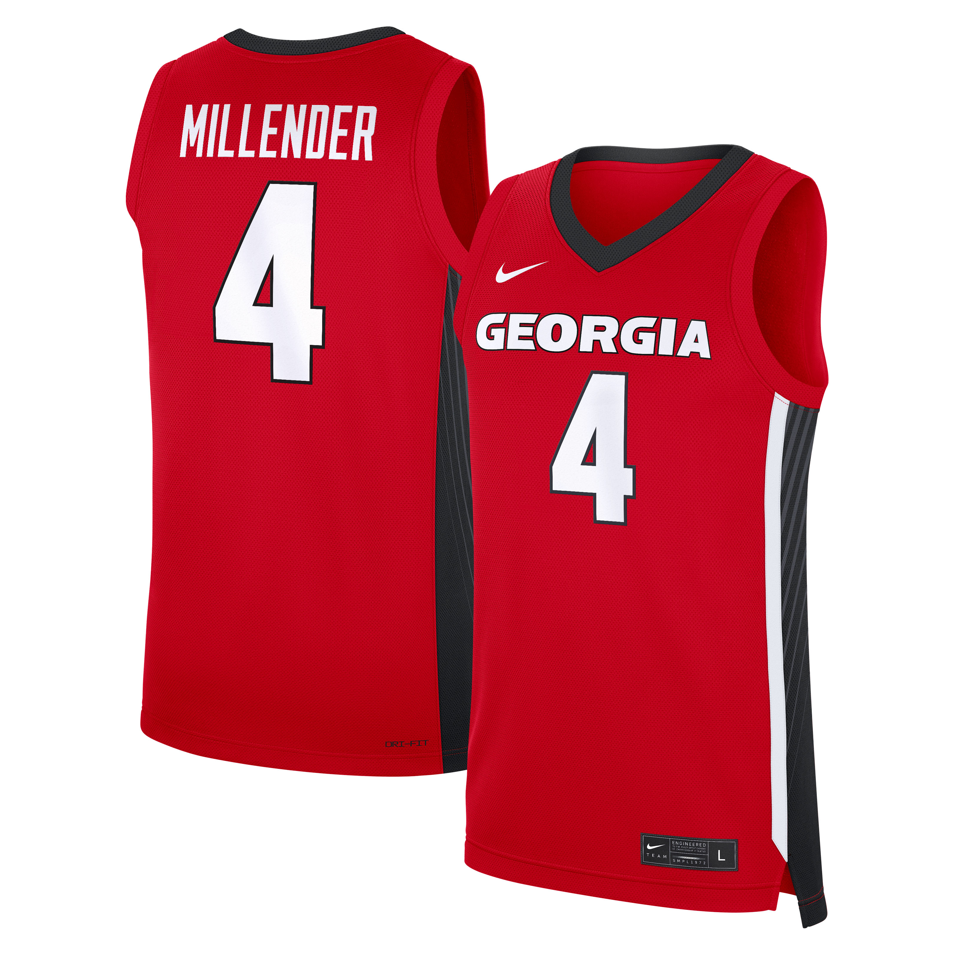 [NJP] Marcus Millender Georgia Bulldogs NIL Men's Basketball Replica Jersey - Red