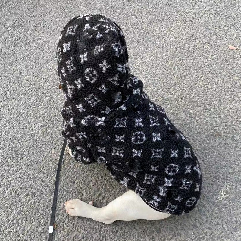 Trendy French Bulldog Sherpa Hoodie – Double-layer Thick Winter Dog J...