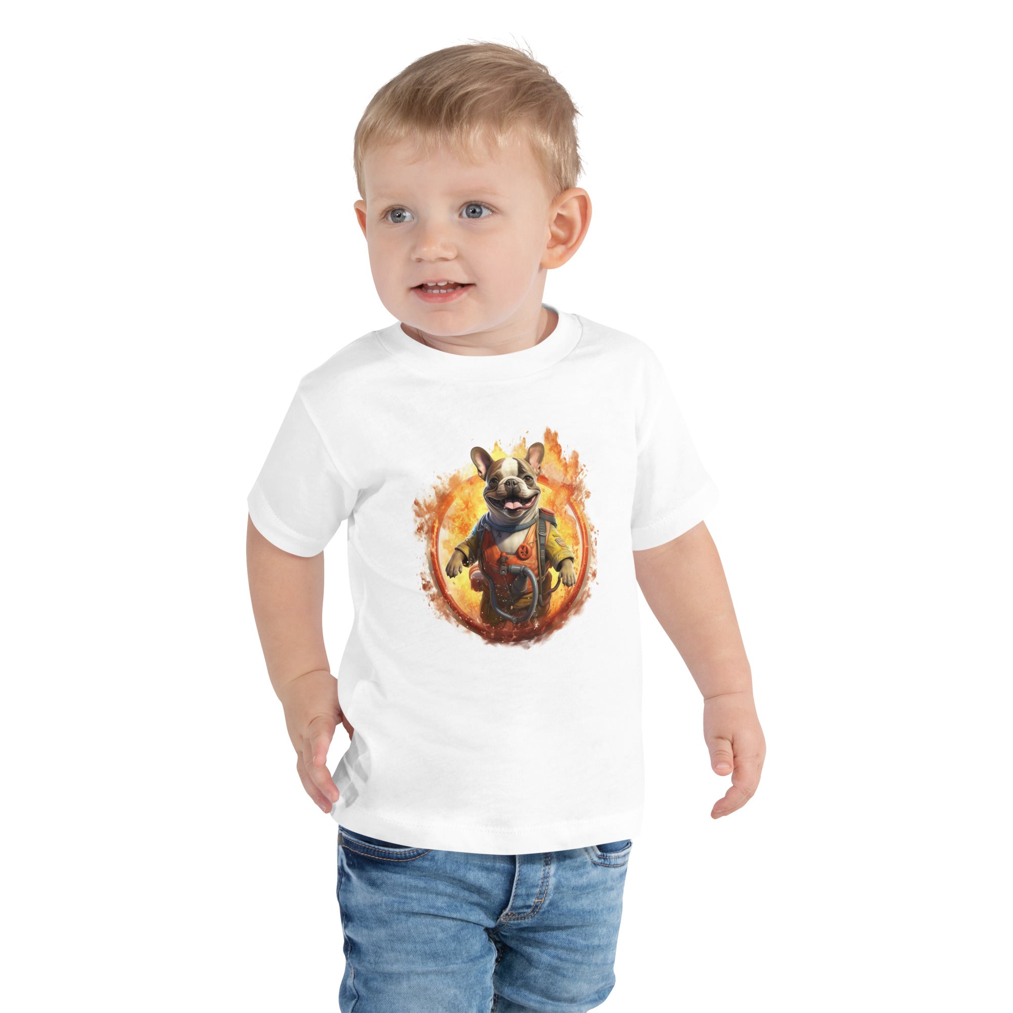French Bulldog Firefighter Frenchie Toddler Staple Tee Stylish And