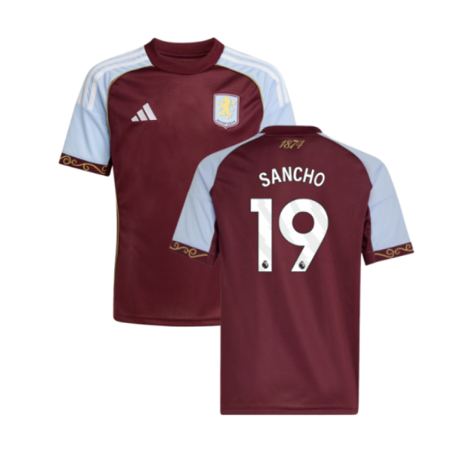 Professional 2025-2026 Aston Villa First Shirt Kids Sancho 19