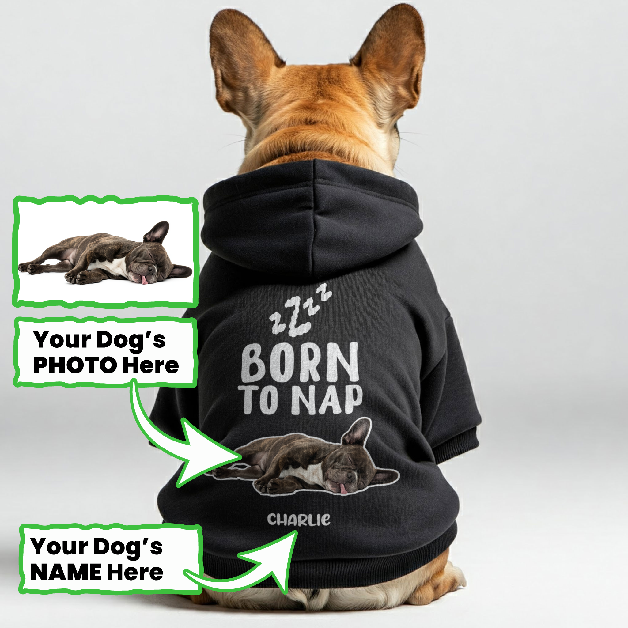 French Bulldog Born To Nap – Personalized French Bulldog Hoodies With