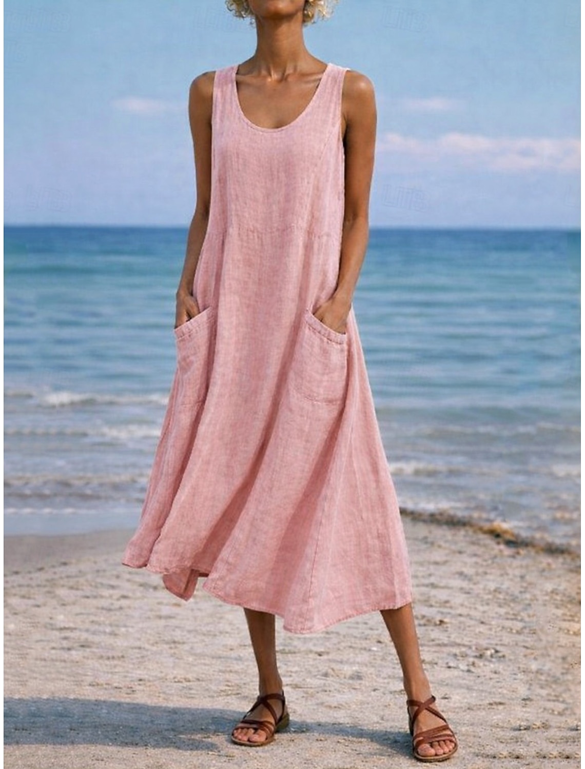 Women's Maxi Dress Shift Dress Sundress Casual Daily Loose Fit Plain Sleeveless Crew Neck Blue Black White Light Green Summer Spring Fall