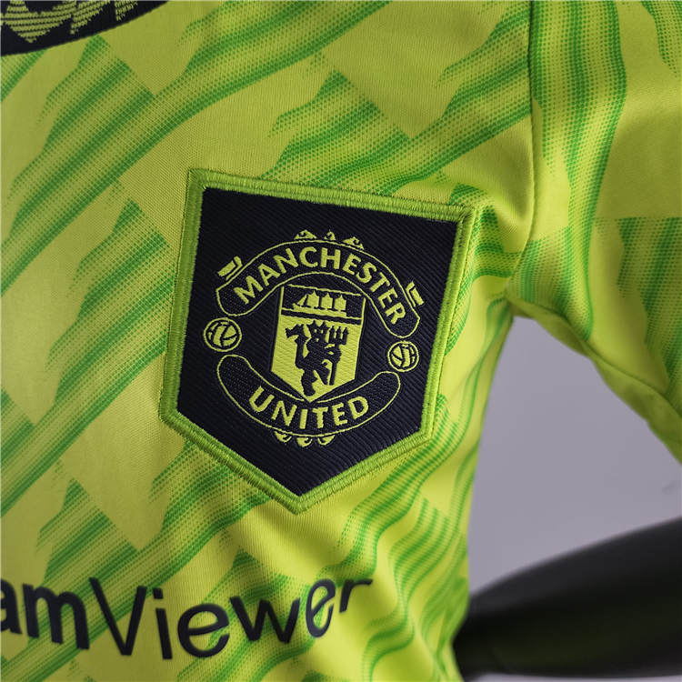 Official Man Utd Kids Manchester United 2223 Third Green Soccer Kit