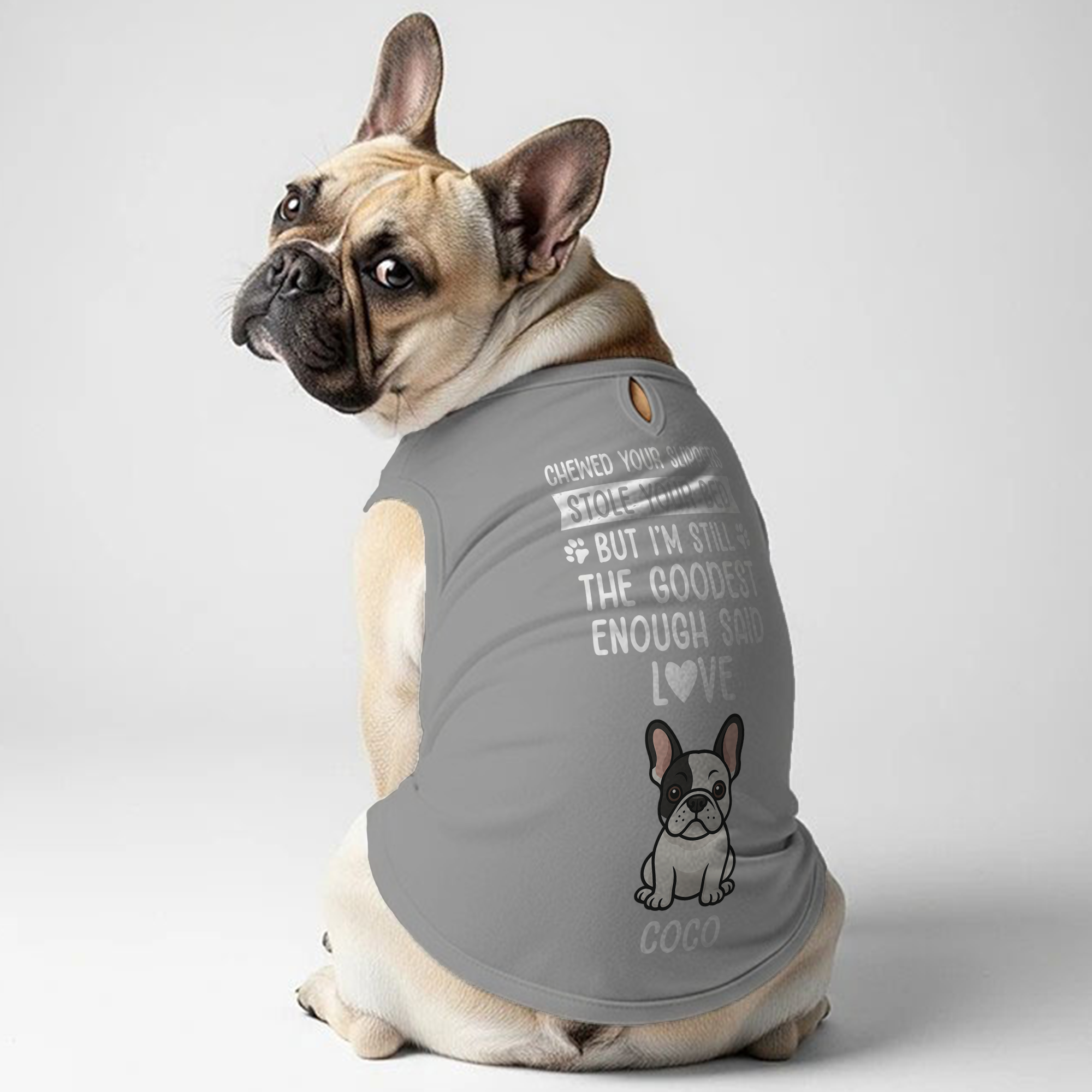 Chewed your slippers - Personalized Frenchie Shirt | Custom Dog T-Shirt for French Bulldogs