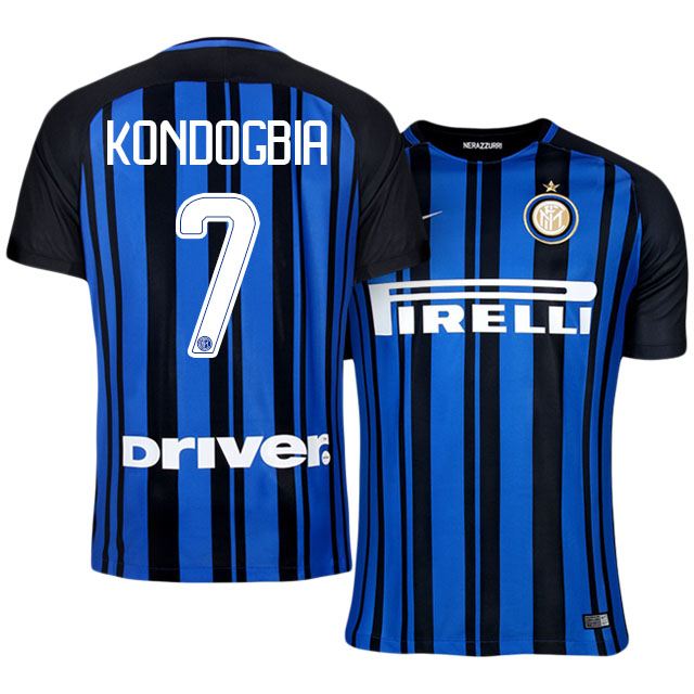 Inter Milan Home 201718 7 Geoffrey Kondogbia Soccer Jersey Shirt -