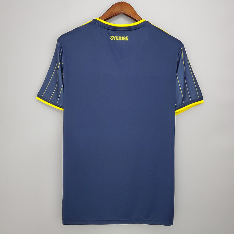 Moisture Wicking Sweden Euro 2020 Away Navy Stripe Soccer Jersey