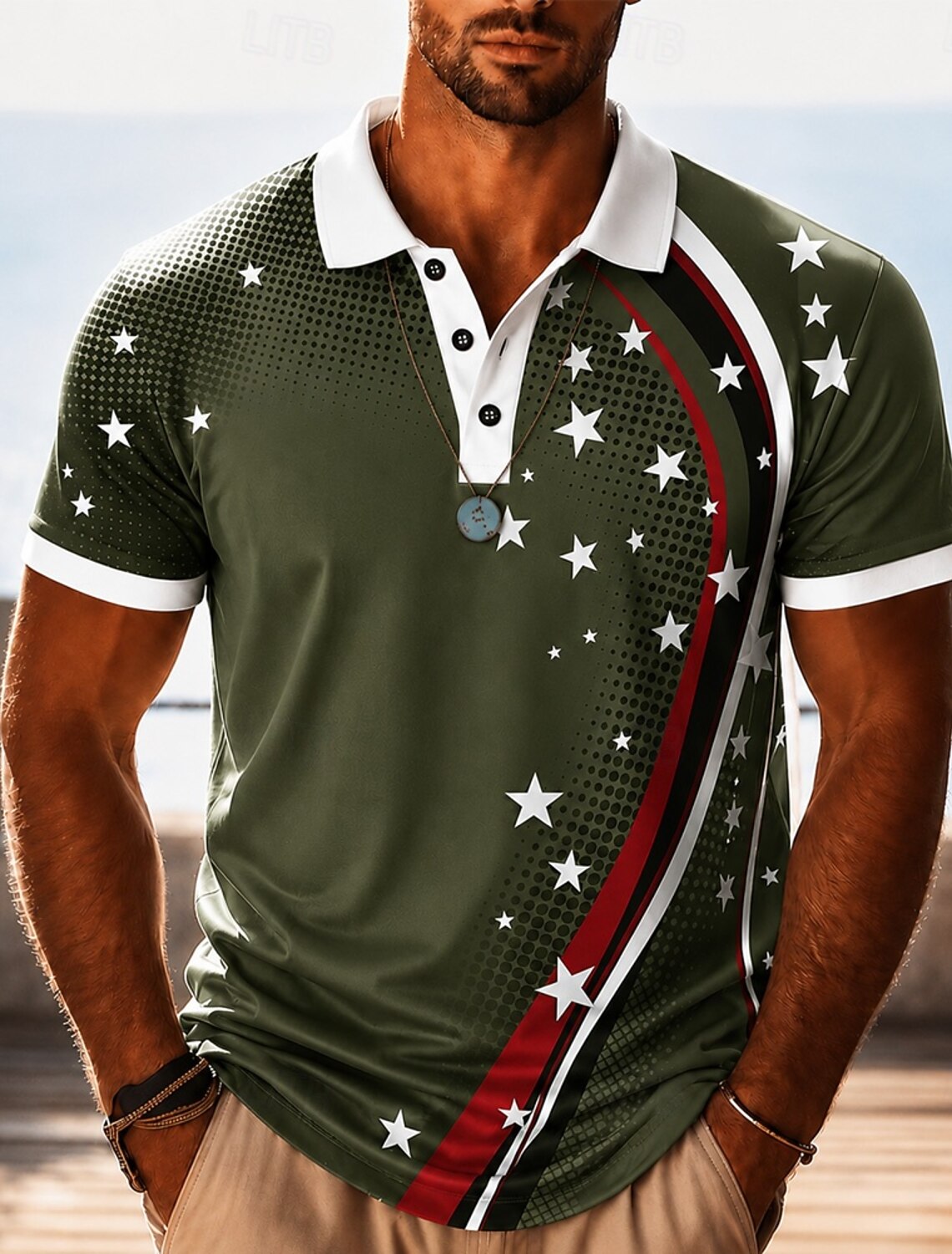 Men's Golf Shirt American Flag Polo Shirt Casual Daily Turndown Quarter Zip Short Sleeve Fashion Casual Flag Zipper Quarter Zip Spring & Summer Regular Fit Navy Blue Dark Green Gray Golf Shirt