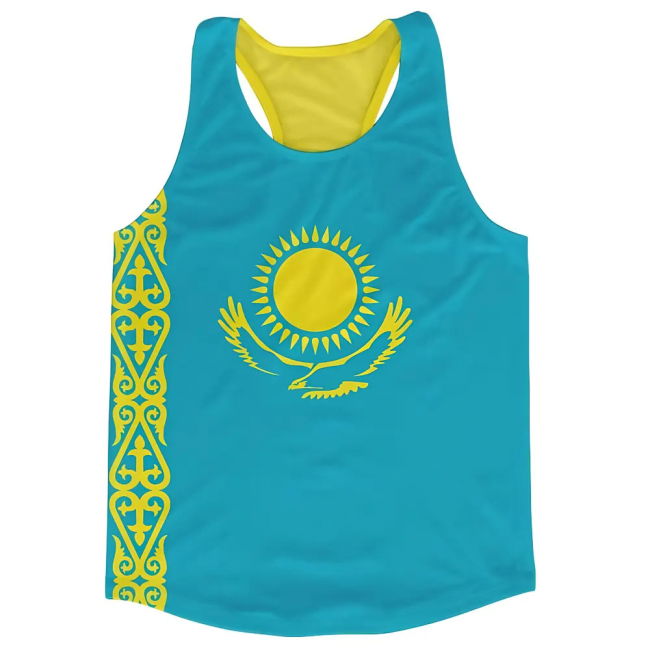 Kazakhstan Flag Running Vest Authentic Quality Premium Worldcup