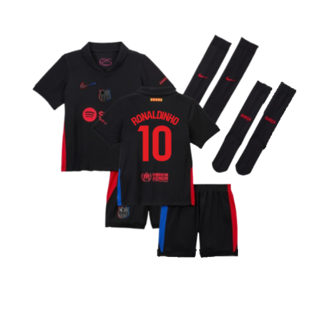2024-2025 Barcelona Away Little Boys Mini Kit (Ronaldinho 10)