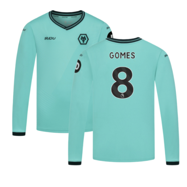 2025-2026 Wolves Long Sleeve Away Jersey (Kids) (Gomes 8)