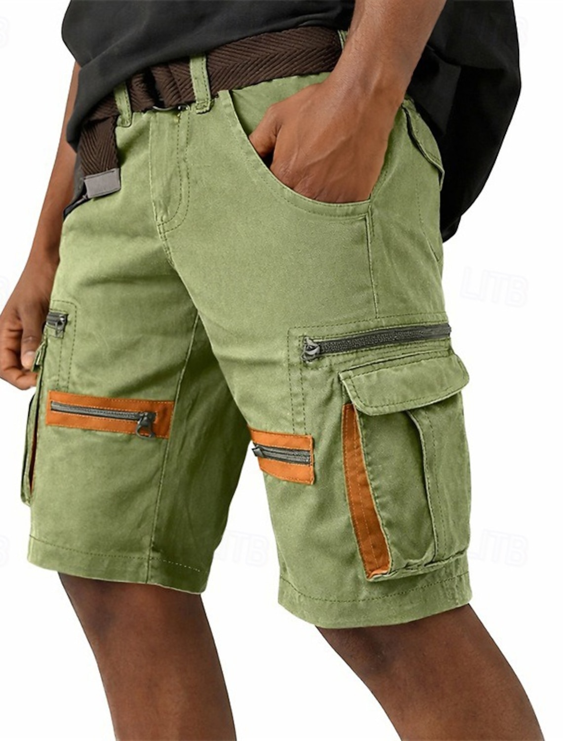 Men's Tactical Cargo Shorts Casual Pocket Elastic Waist Plain Solid #1