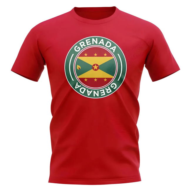 Championship Performance-Driven Grenada Football Badge T-Shirt (Red)