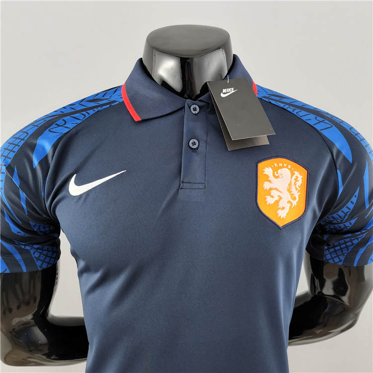 2022 Netherlands Royal Blue Soccer Polo Shirt - Official Replica 6175