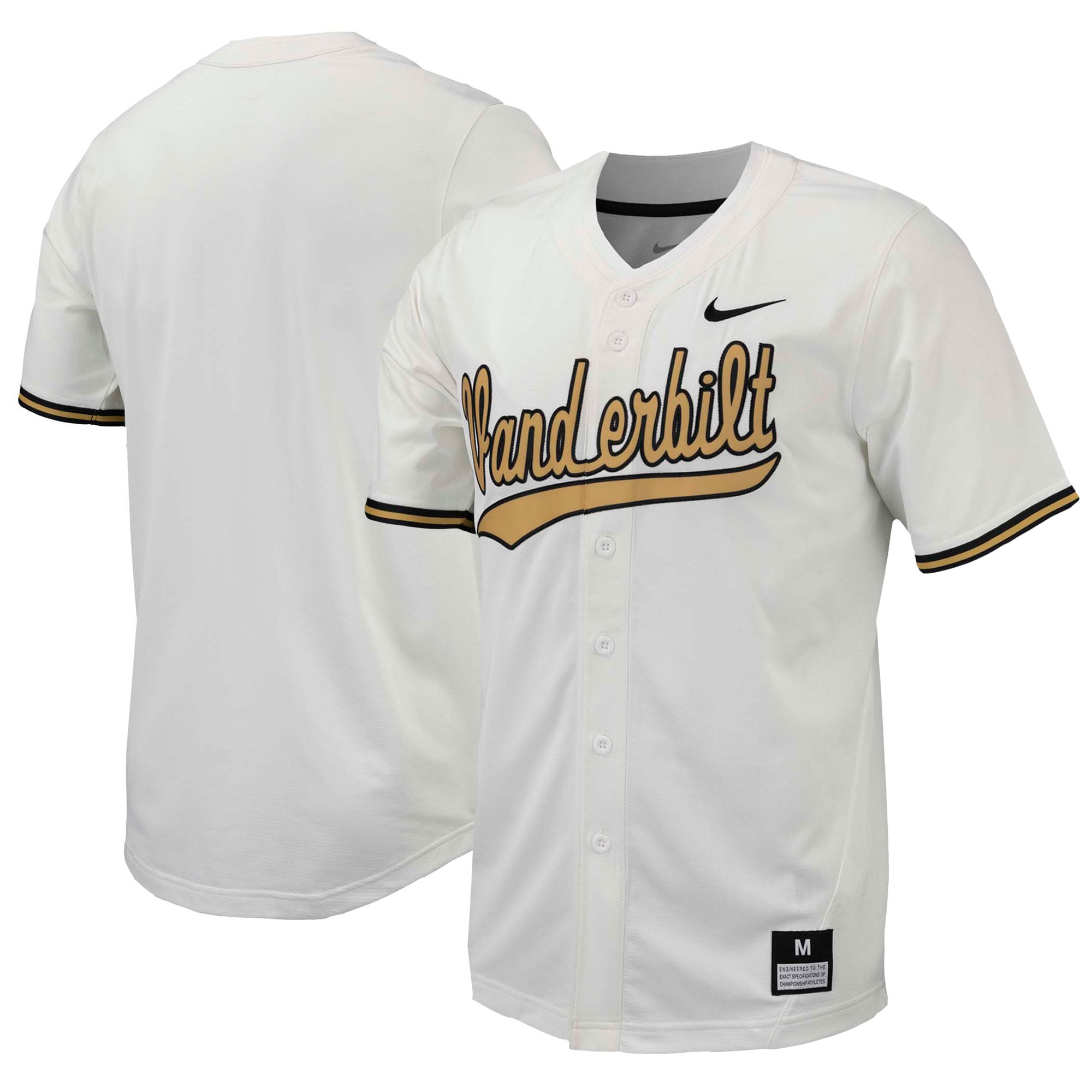 [NJP] Vanderbilt Commodores Replica Full-Button Baseball Jersey - White