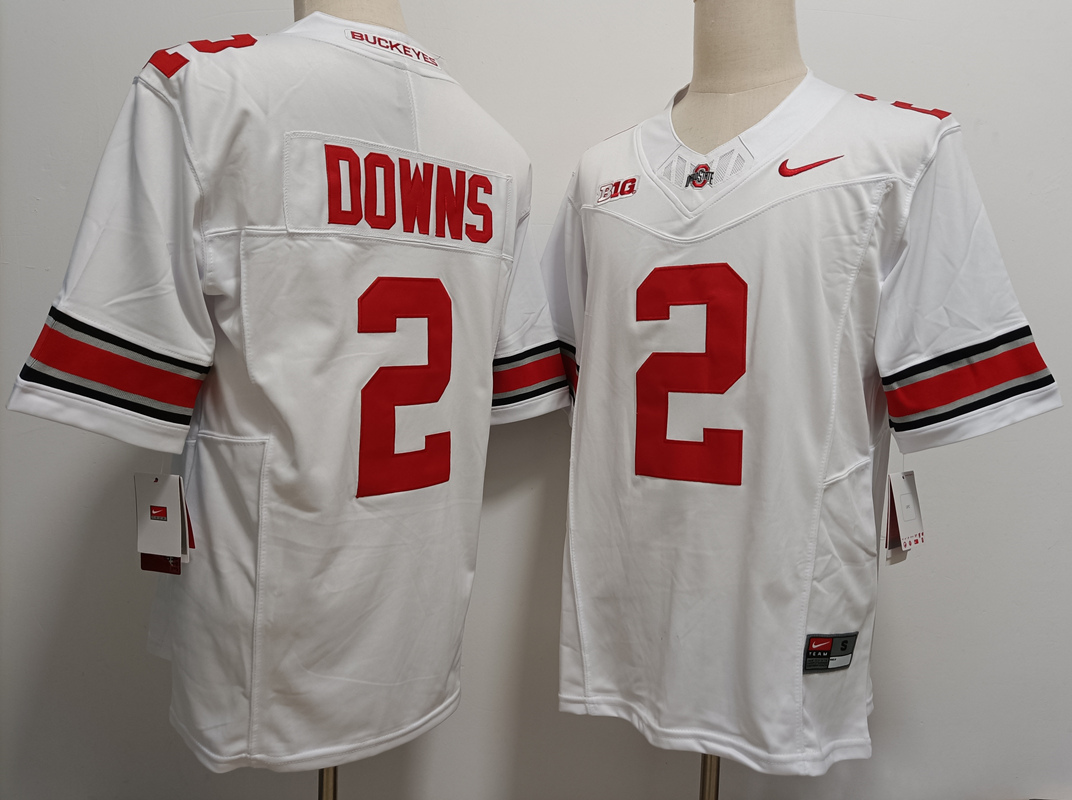 Men's OSU Ohio White 2024 college football Caleb Downs #2 replica