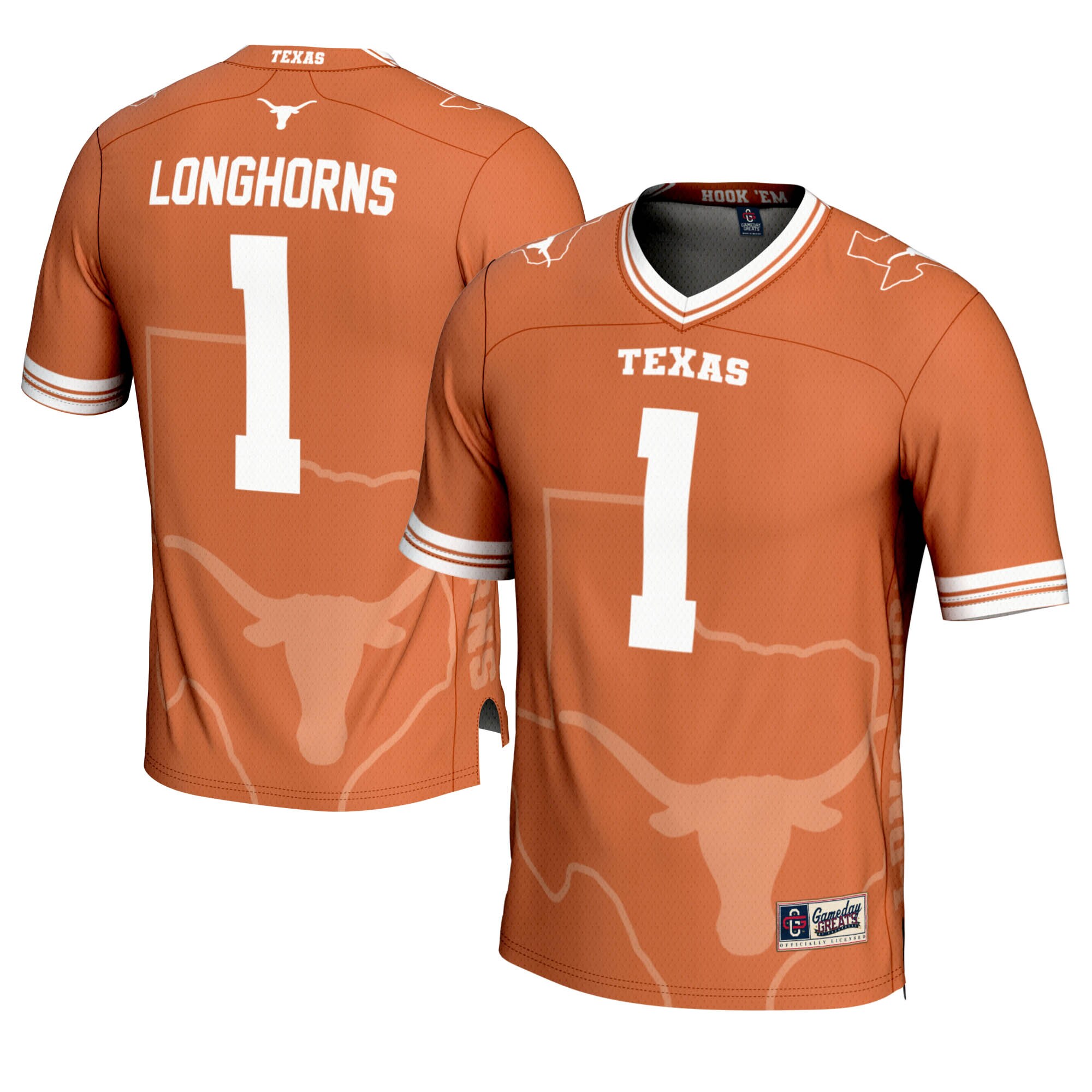 [DDG] Texas Longhorns #1 GameDay Greats Texas Orange Icon Print Football Fashion Jersey