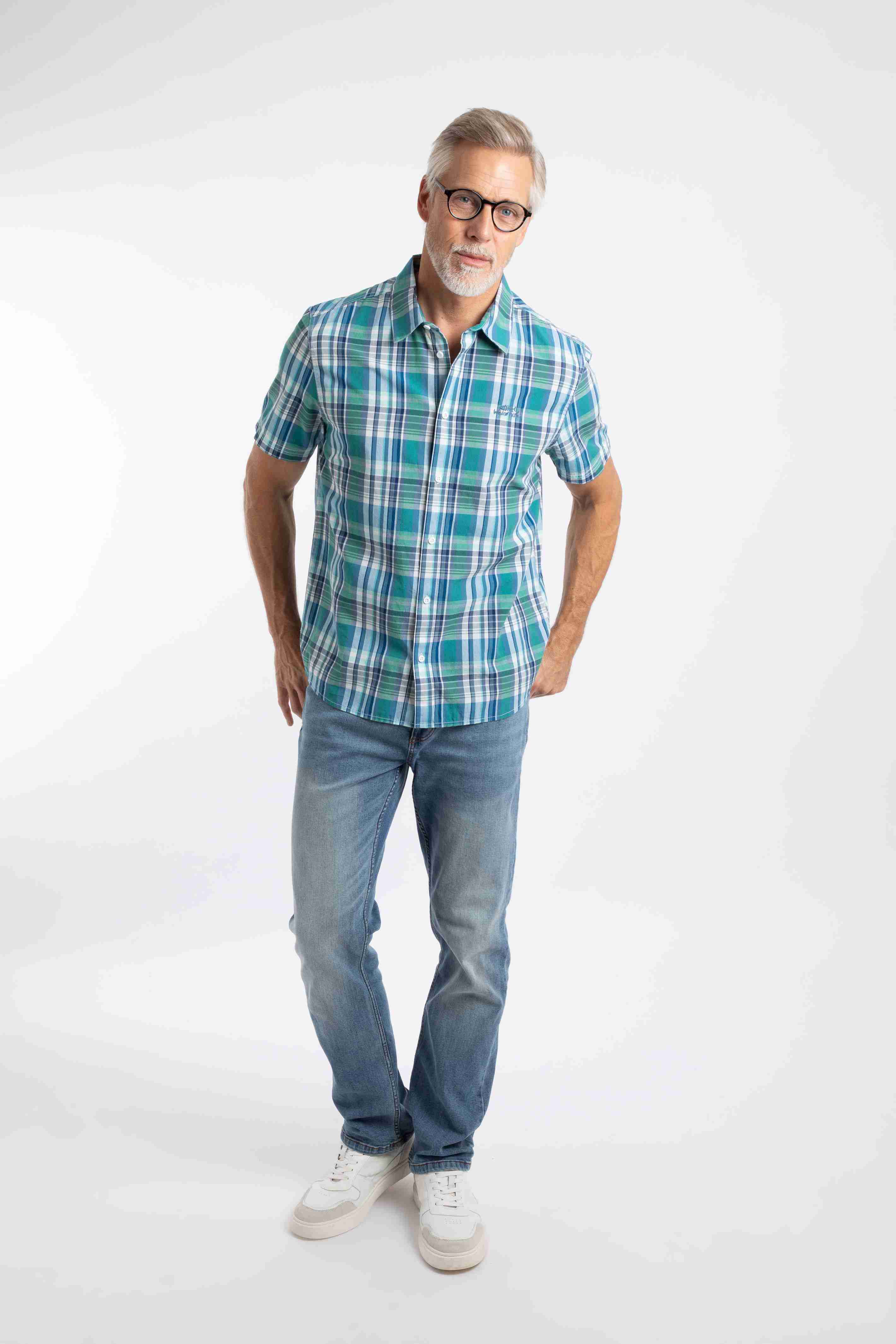Judd Short Sleeve Check Shirt Faded Blue